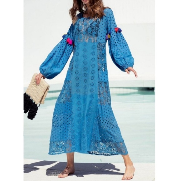 Misa Los Angeles Victoria Cover Up Dress Blue Sz Small - Picture 3 of 10